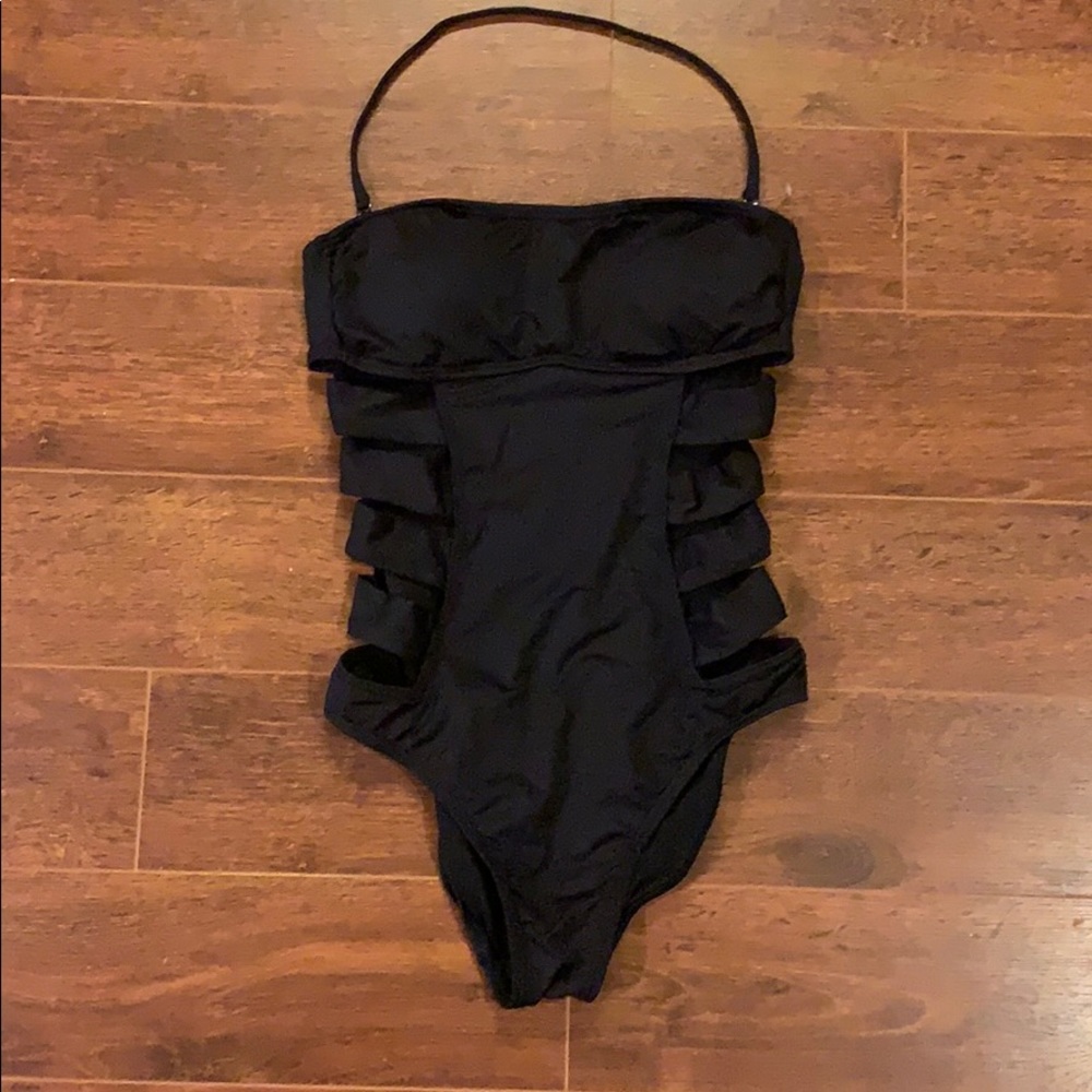 Black one-piece swimsuit